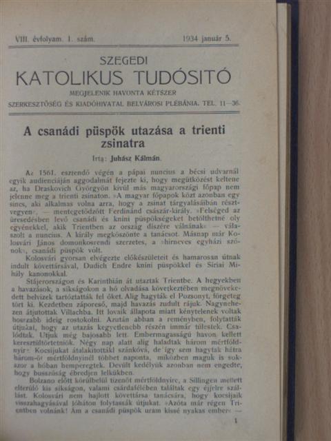 Dr. Breyer István - Szegedi Katolikus Tudósító 1934. (nem teljes évfolyam) [antikvár]