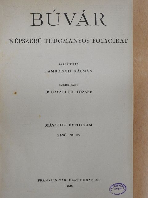 Abaházi R. - Búvár 1936. január-december I-II. [antikvár]