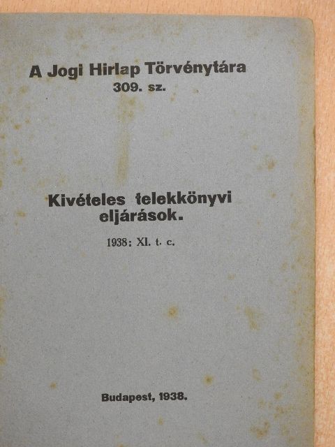 Kivételes telekkönyvi eljárások [antikvár]
