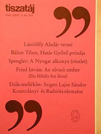 Bálint Tibor - Tiszatáj 1994. szeptember [antikvár]