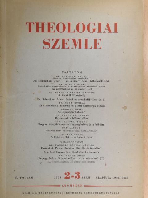 Adele Rickett - Theologiai Szemle 1958. június-július [antikvár]