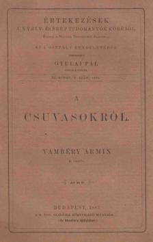 Vámbéry Ármin - A csuvasokról [antikvár]