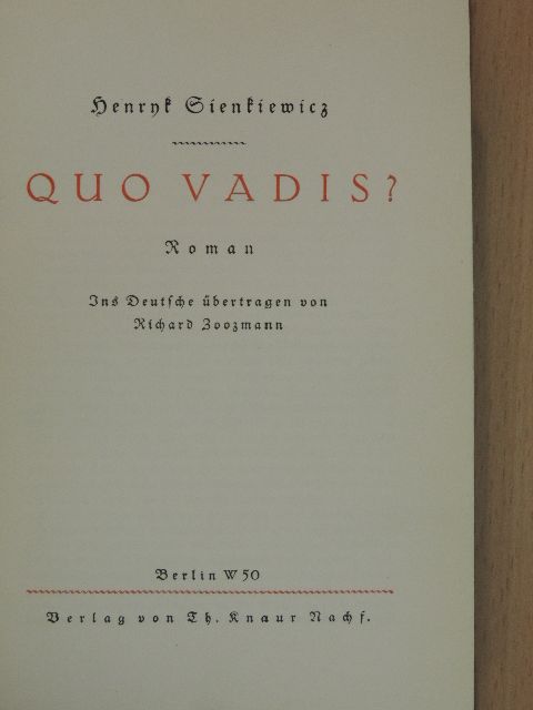 Henryk Sienkiewicz - Quo Vadis? (gótbetűs) [antikvár]