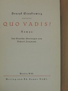 Henryk Sienkiewicz - Quo Vadis? (gótbetűs) [antikvár]