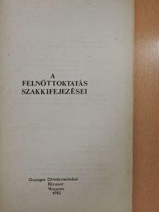 A felnőttoktatás szakkifejezései [antikvár]