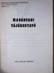Andó Csaba - Madártani tájékoztató 1986. január-március [antikvár]