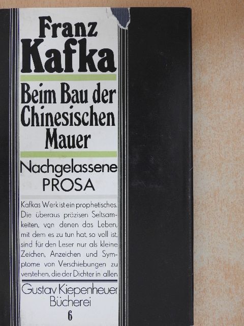 Franz Kafka - Beim Bau der Chinesischen Mauer [antikvár]