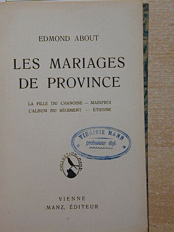 Edmond About - Les Mariages de Province [antikvár]