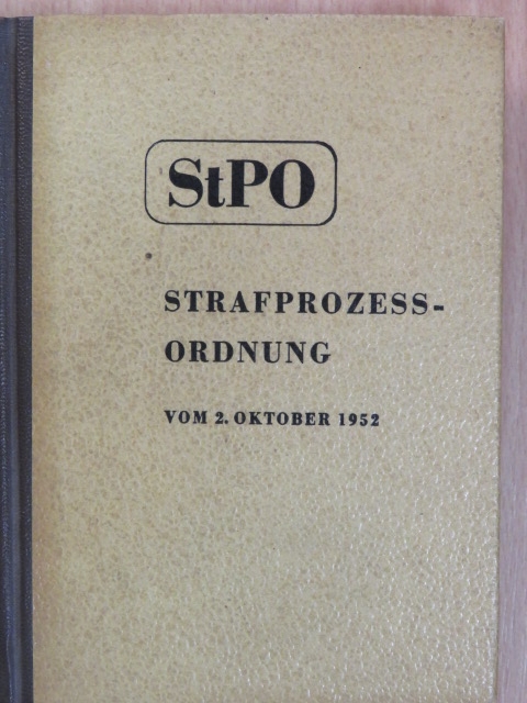 Strafprozeßordnung vom 2. Oktober 1952. [antikvár]
