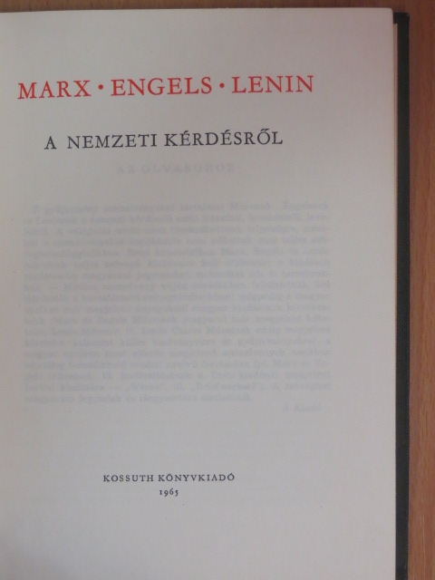 Friedrich Engels - A nemzeti kérdésről [antikvár]