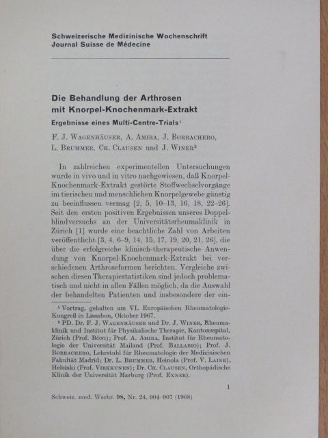 A. Amira - Die Behandlung der Arthrosen mit Knorpel-Knochenmark-Extrakt [antikvár]