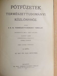 Bodócs István - Pótfüzetek a Természettudományi Közlönyhöz 1917/1-4. [antikvár]