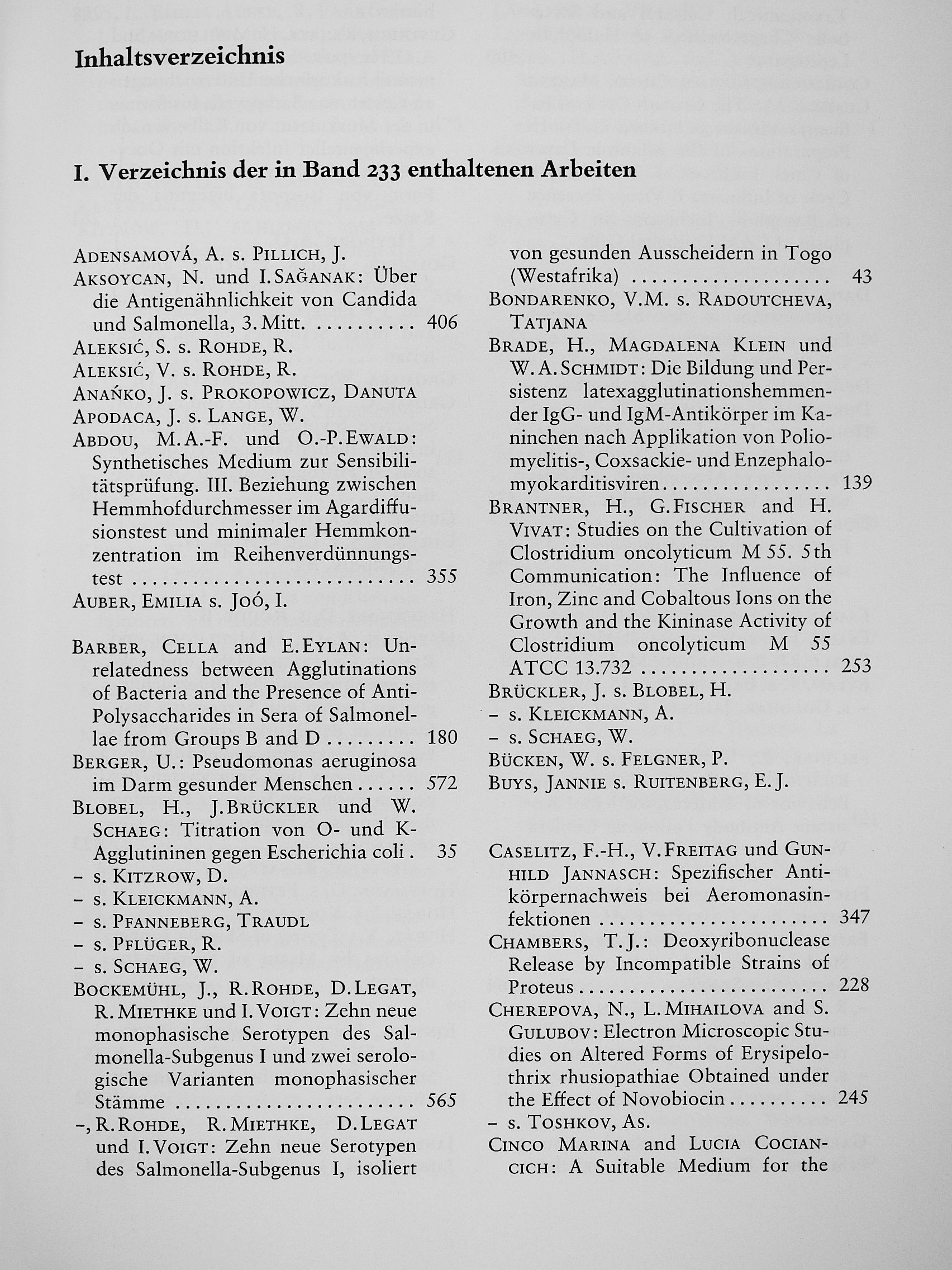 Zentralblatt für Bakteriologie, Parasitenkunde, Infektionskrankheiten und Hygiene 233 [antikvár]