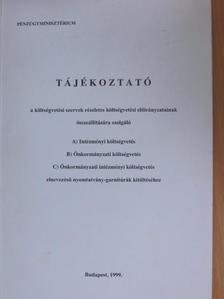 Tájékoztató a költségvetési szervek részletes költségvetési előirányzatainak összeállítására szolgáló intézményi költségvetés, önkormányzati költségvetés, önkormányzati intézményi költségvetés elneve [antikvár]