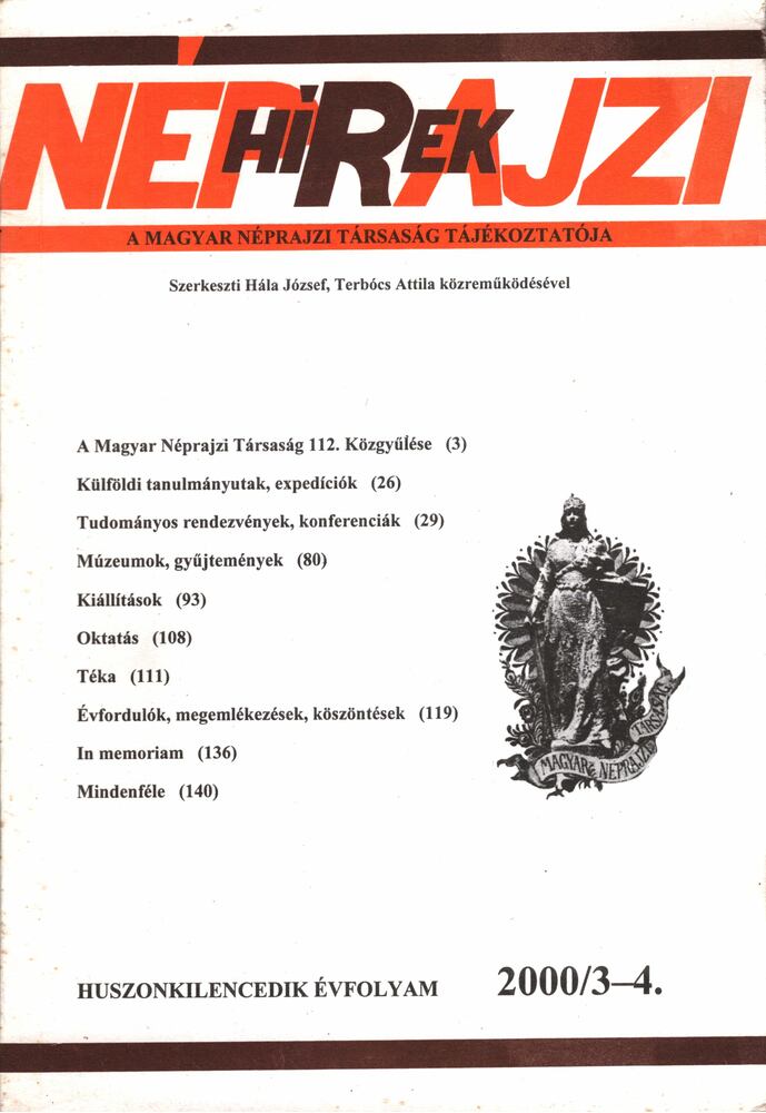 Néprajzi hírek 2000/3-4 [antikvár]