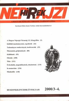 Néprajzi hírek 2000/3-4 [antikvár]