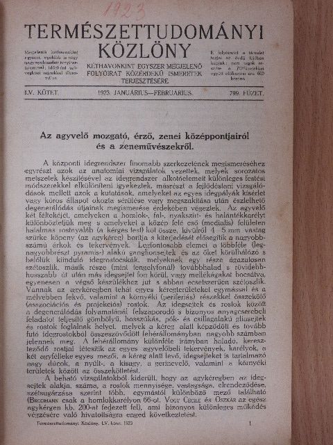 Andriska V. - Természettudományi Közlöny 1923. január-december [antikvár]