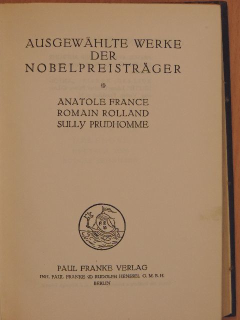 Anatole France - Ausgewählte werke der Nobelpreisträger [antikvár]
