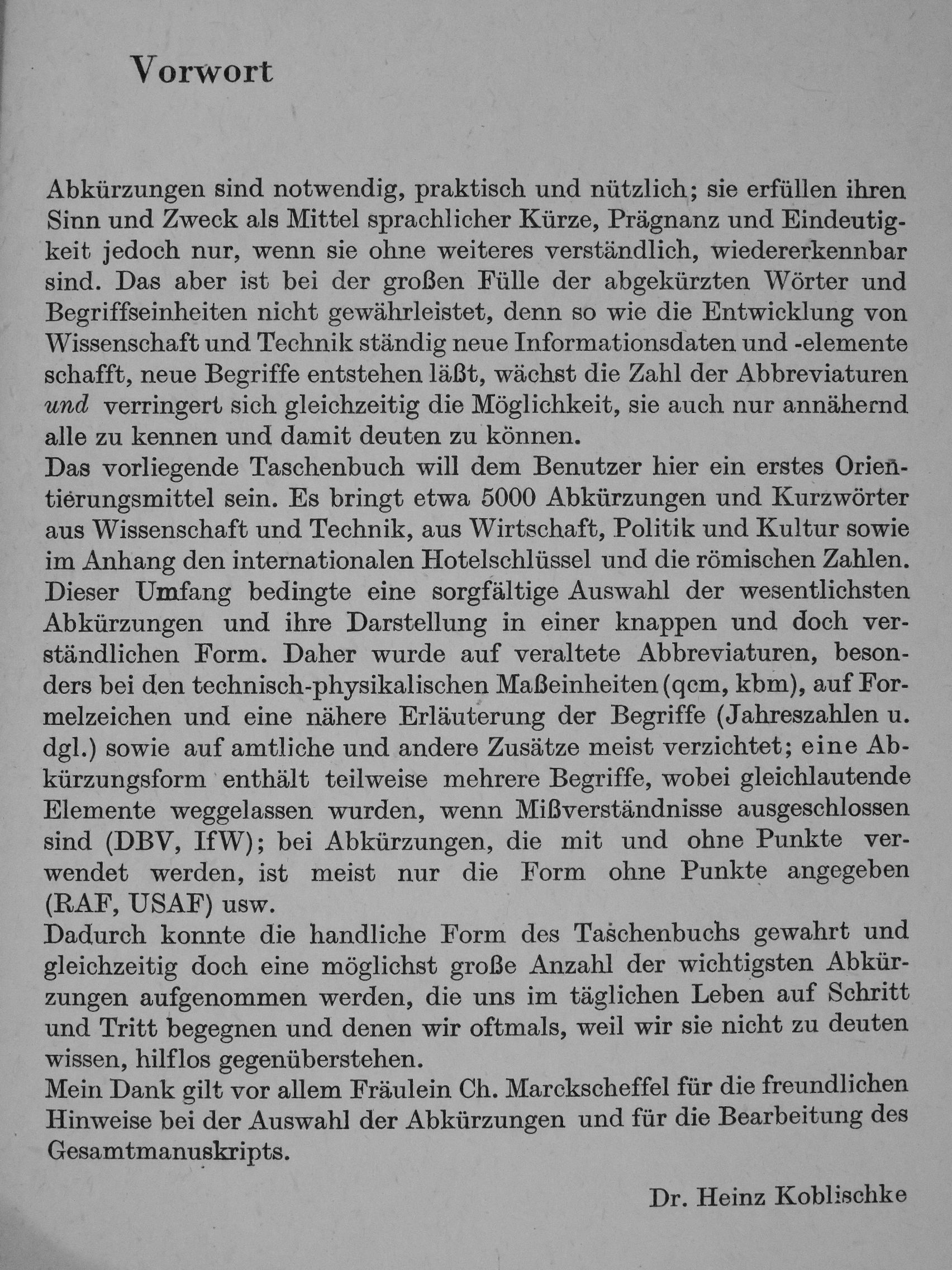 Heinz Koblischke - Taschenbuch der Abkürzungen [antikvár]
