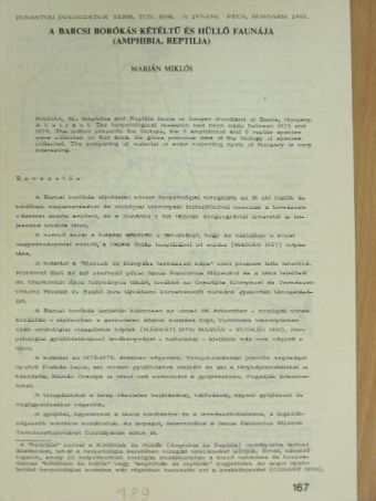 Dr. Marián Miklós - A Barcsi borókás kétéltű és hüllő faunája [antikvár]