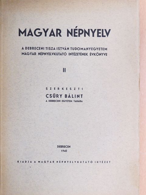 Bakó Elemér - Magyar népnyelv II. [antikvár]