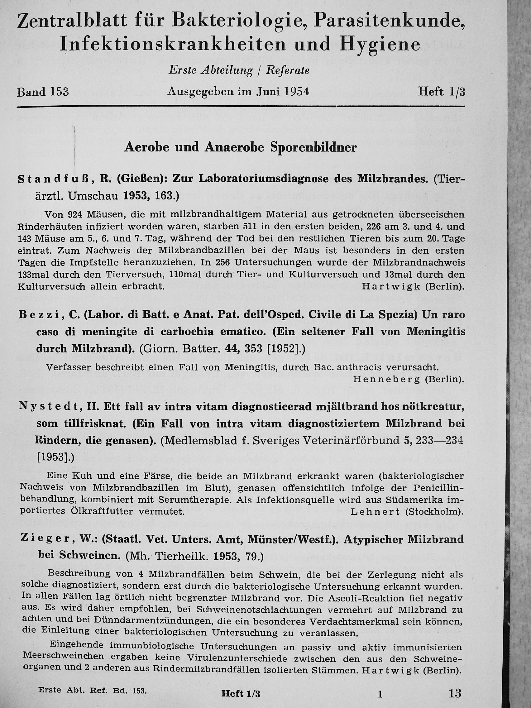Zentralblatt für Bakteriologie, Parasitenkunde, Infektionskrankheiten und Hygiene 153/1-26 [antikvár]