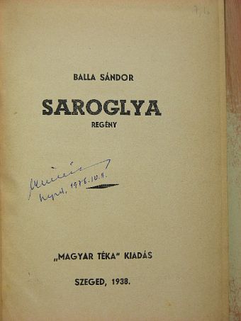 Balla Sándor - Saroglya [antikvár]