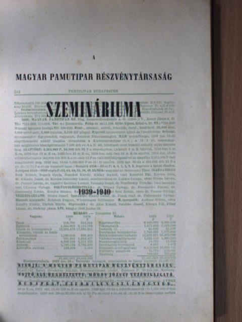 Brizney György - A Magyar Pamutipar Részvénytársaság szemináriuma [antikvár]