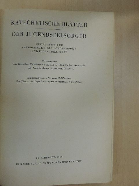Katechetische Blätter 1956. [antikvár]
