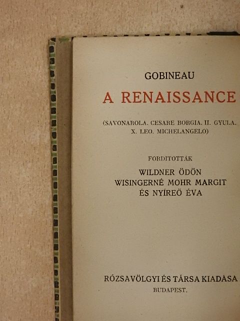 Gobineau - A renaissance V. [antikvár]