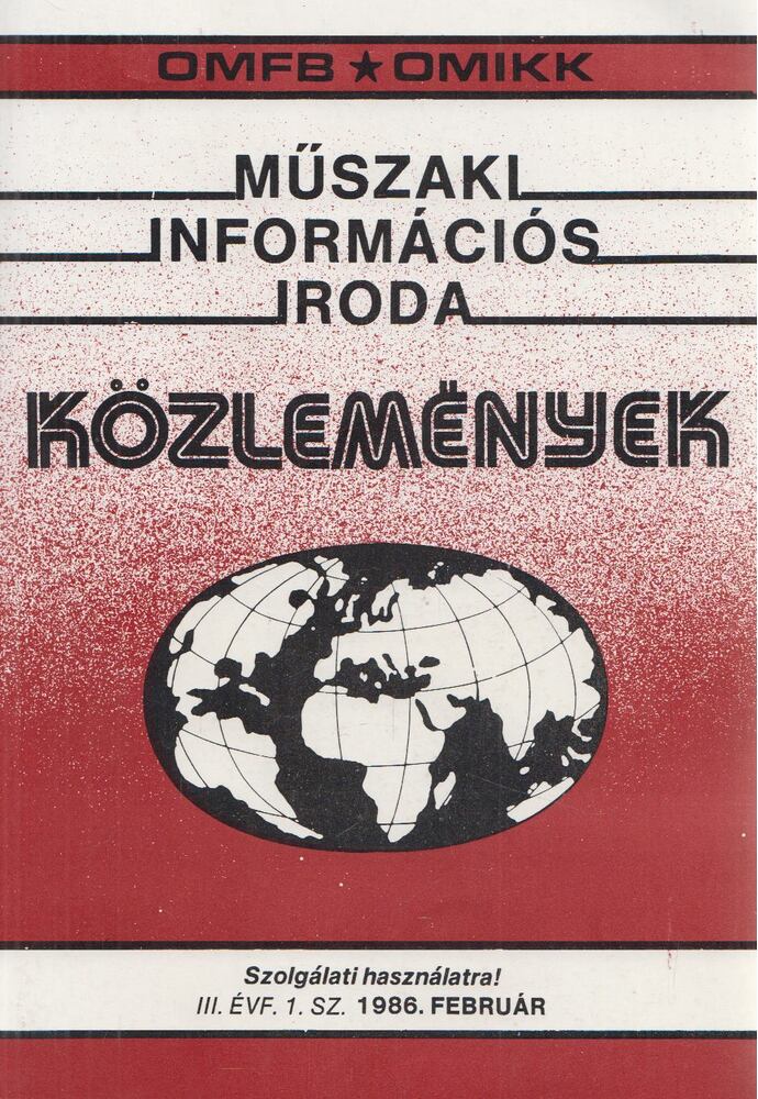 Műszaki Információs Iroda Közlemények 1986. február [antikvár]