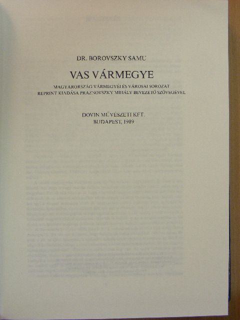 Dr. Borovszky Samu - Vas Vármegye [antikvár]
