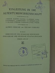 Carl Friedrich Lehmann-Haupt - Einleitung in die Altertumswissenschaft III. (töredék) [antikvár]