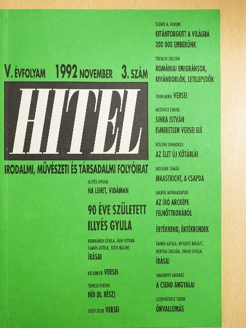 Ágh István - Hitel 1992. november [antikvár]