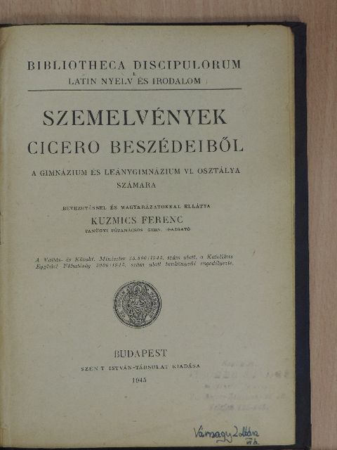Cicero - Szemelvények Cicero beszédeiből [antikvár]