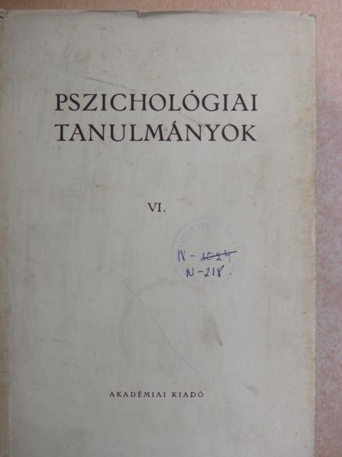 Adorjáni Csaba - Pszichológiai tanulmányok VI. [antikvár]