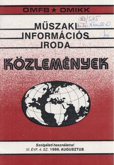 Műszaki Információs Iroda Közlemények 1986. augusztus [antikvár]