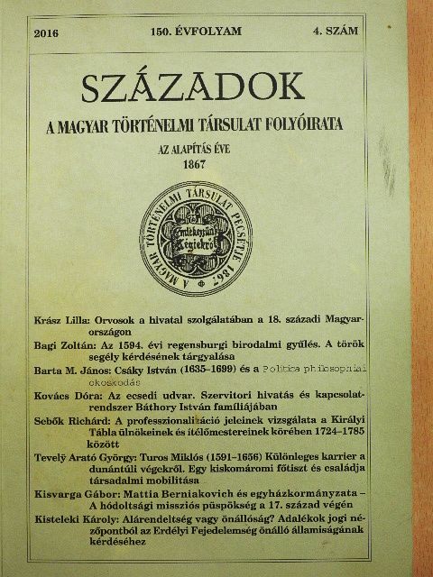 Bagi Zoltán - Századok 2016/4. [antikvár]