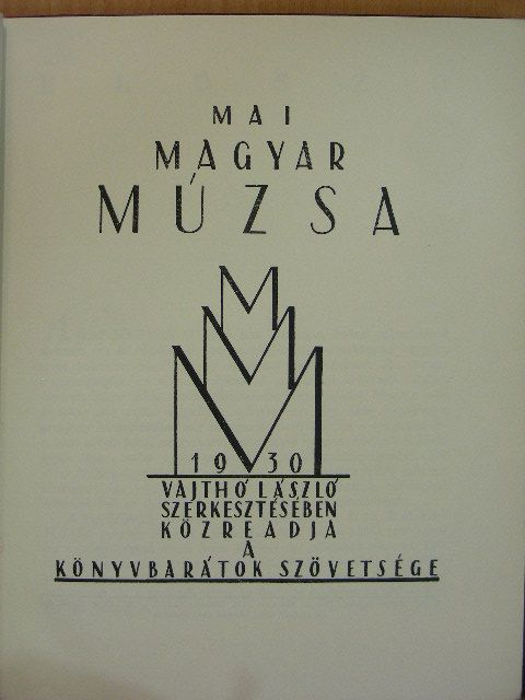Agyagfalvi Hegyi István - Mai Magyar Múzsa 1930 [antikvár]