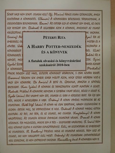 Péterfi Rita - A Harry Potter-nemzedék és a könyvek [antikvár]