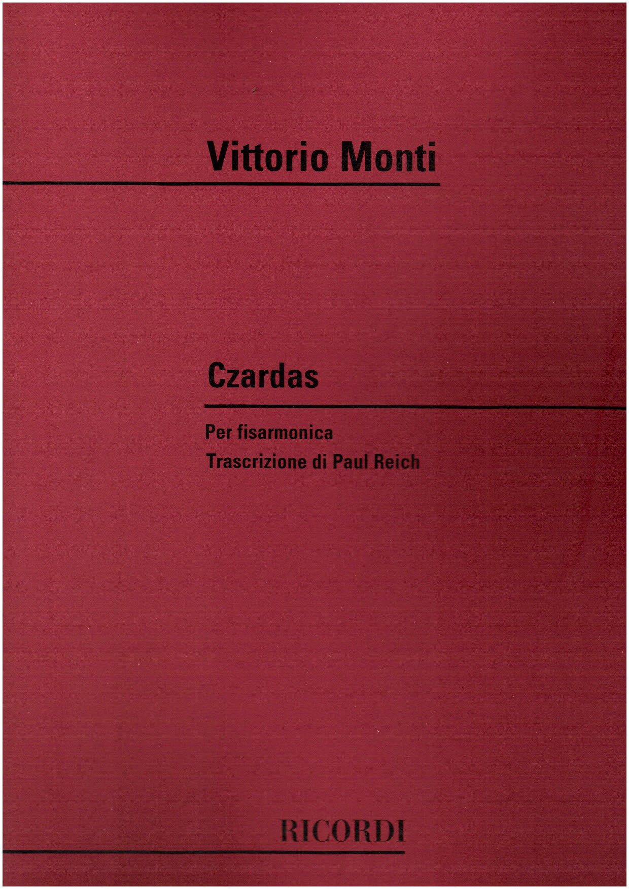 MONTI - CZARDAS PER FISARMONICA. TRASCRIZIONE DI PAUL REICH