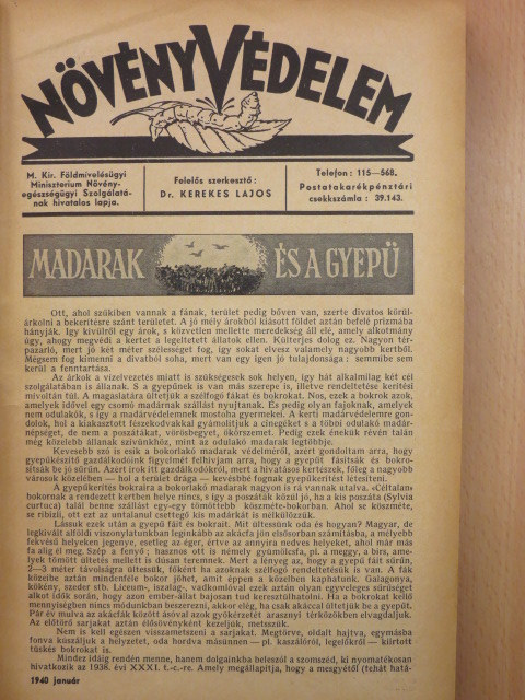 Dr. Vertse Albert - Növényvédelem 1940. január-december/Kertészet 1940. január-december [antikvár]