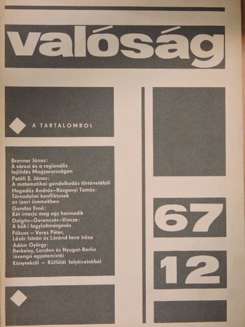 Ádám György - Valóság 1967. december [antikvár]
