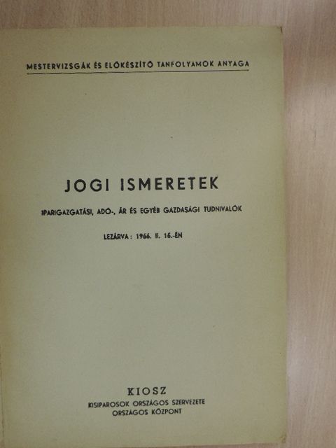 Jogi ismeretek [antikvár]