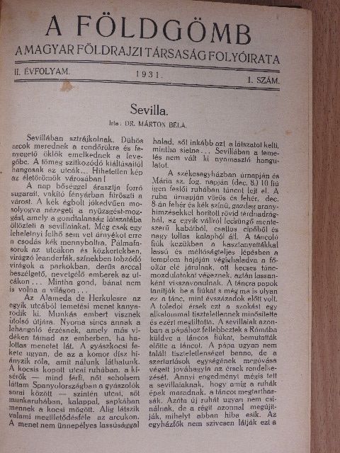 Baktay Ervin - A Földgömb 1931/1-10. [antikvár]