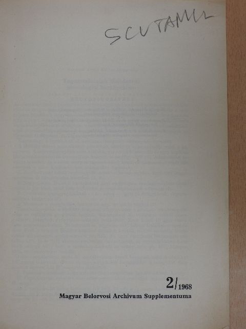 Dr. Bartosiewicz Gábor - Magyar Belorvosi Archivum Supplementuma 1968/2. [antikvár]