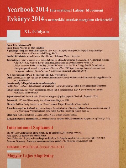 Artner Annamária - A nemzetközi munkásmozgalom történetéből 2014 [antikvár]