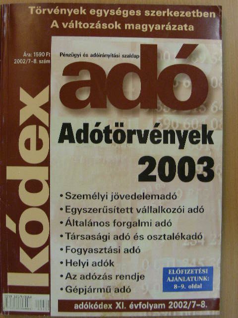 Csákiné Fodor Anna - Adókódex 2002/7-8. [antikvár]