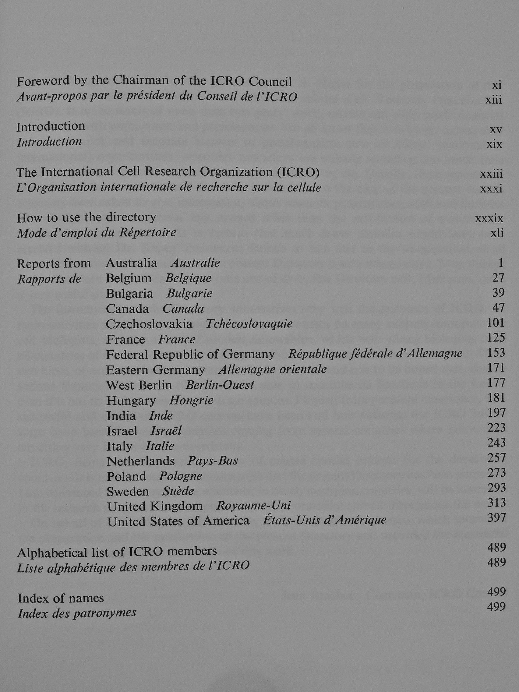 Directory of cell research laboratories/Répertoire des laboratoires de recherches sur la cellule [antikvár]