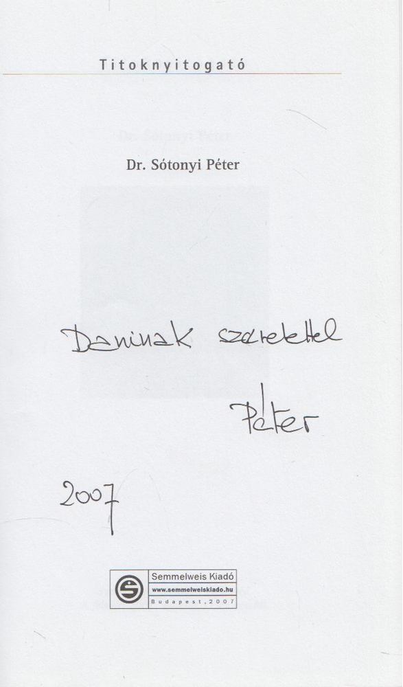 KONDOR KATALIN - Dr. Sótonyi Péter (Dedikált) [antikvár]